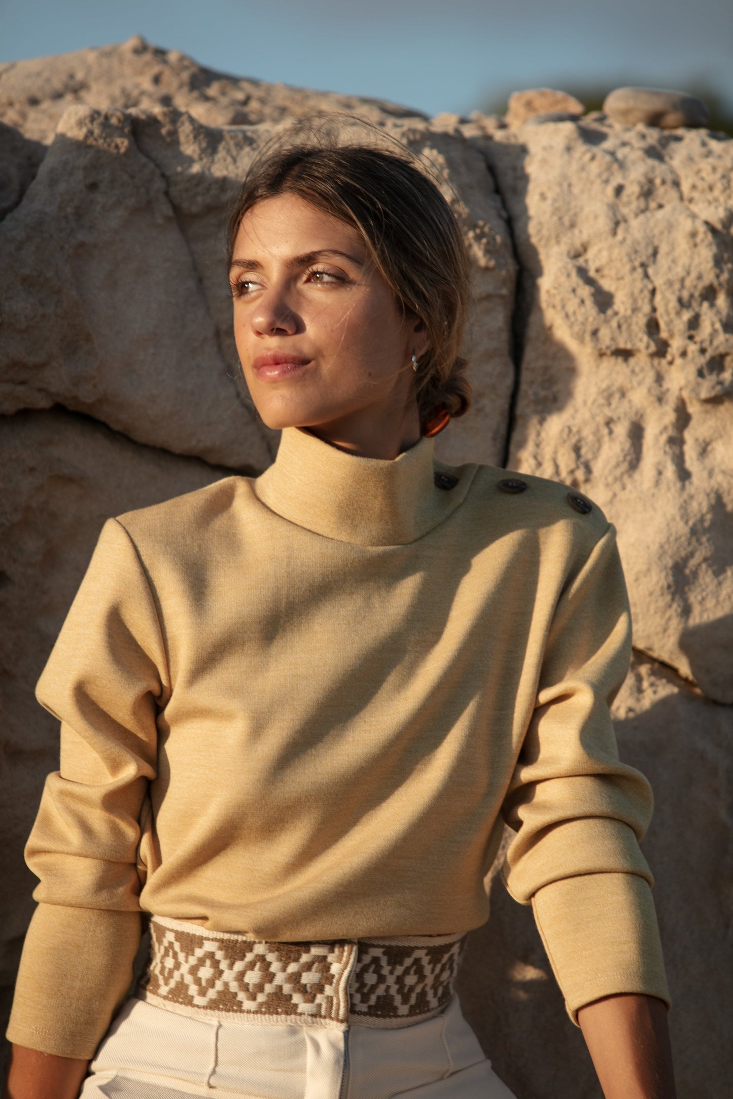 LUTAN RG -  High Collar Sweater in Twisted Wool Jersey