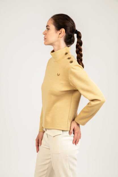 LUTAN RG - Jersey de cuello alto de punto de lana Mouliné